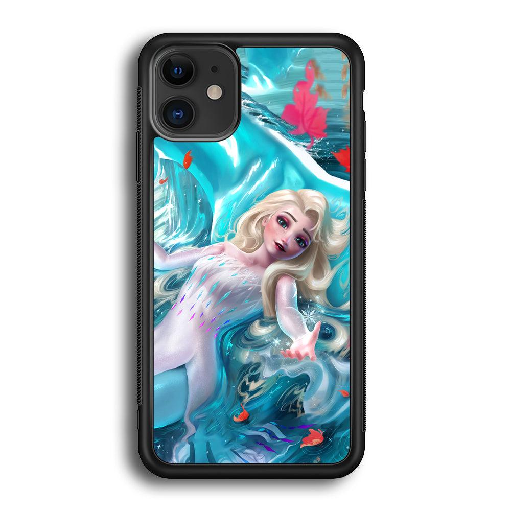 Frozen Elsa in Melting Snow iPhone 12 Case-Rubber Black (2D Case)-Oxvistore