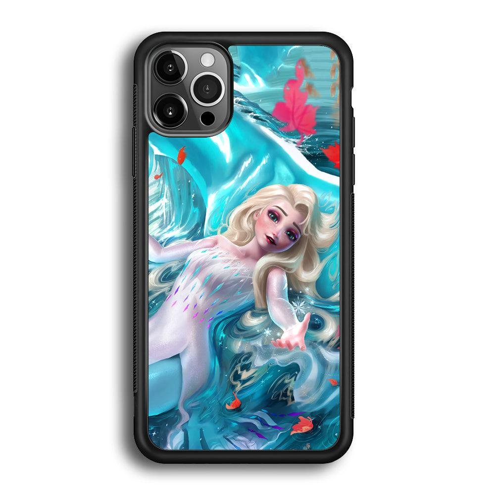 Frozen Elsa in Melting Snow iPhone 12 Pro Case-Rubber Black (2D Case)-Oxvistore