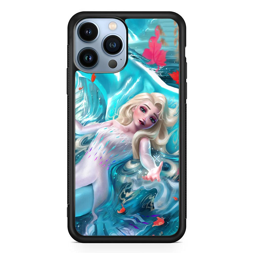Frozen Elsa in Melting Snow iPhone 15 Pro Max Case-Rubber Black (2D Case)-Oxvistore