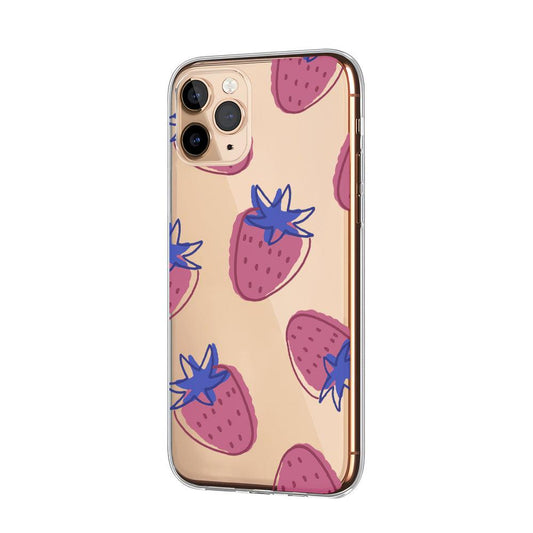 Fruit Patern Sketch of Strawberry Clear Soft Case-Oxvistore