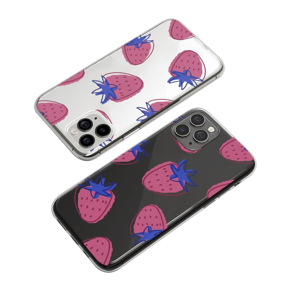 Fruit Patern Sketch of Strawberry Clear Soft Case-Oxvistore