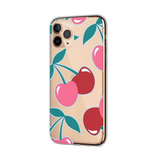 Fruit Pink and Red Cherry Clear Soft Case-Oxvistore