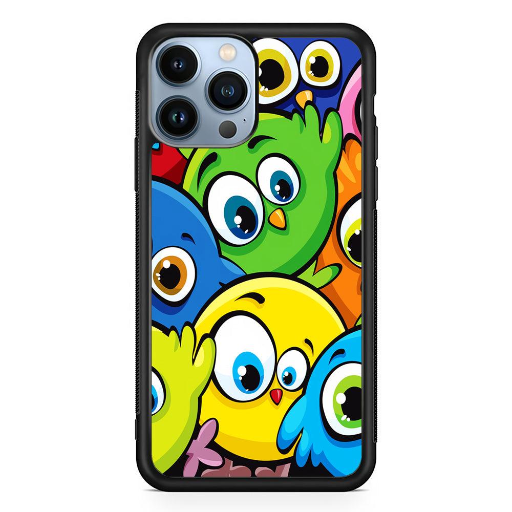 Funny Cartoon Birds 2D Rubber Phone Case-Black-Oxvistore