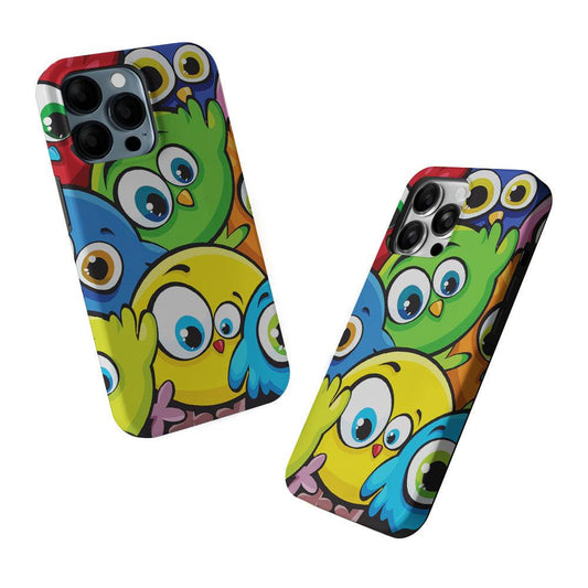 Funny Cartoon Birds 2 in 1 Tough Phone Case-Oxvistore