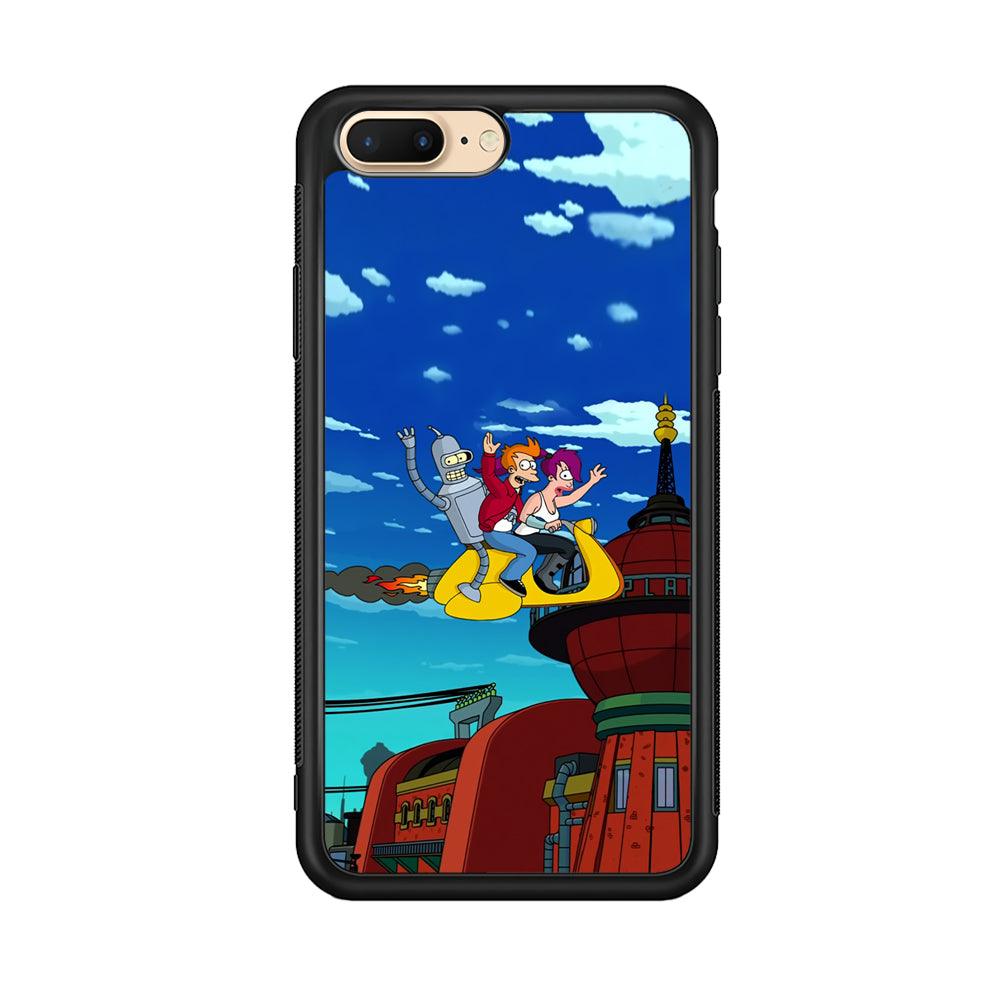 Futurama Faster Together iPhone 8 Plus Case-Rubber Black (2D Case)-Oxvistore