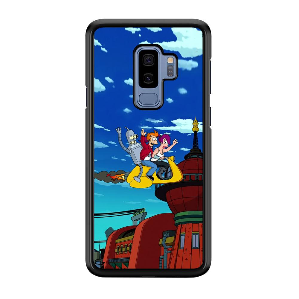 Futurama Faster Together Samsung Galaxy S9 Plus Case-Rubber Black (2D Case)-Oxvistore