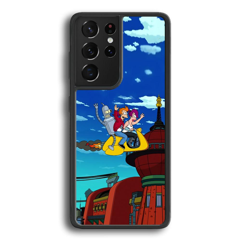 Futurama Faster Together Samsung Galaxy S24 Ultra Case-Rubber Black (2D Case)-Oxvistore
