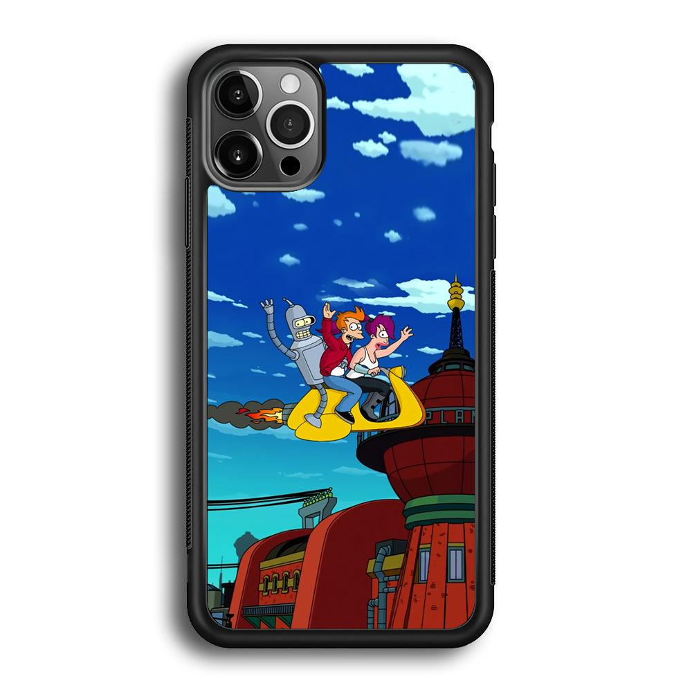 Futurama Faster Together iPhone 12 Pro Case-Rubber Black (2D Case)-Oxvistore