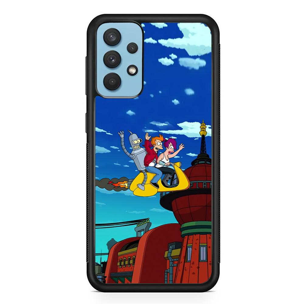 Futurama Faster Together Samsung Galaxy A32 Case-Rubber Black (2D Case)-Oxvistore