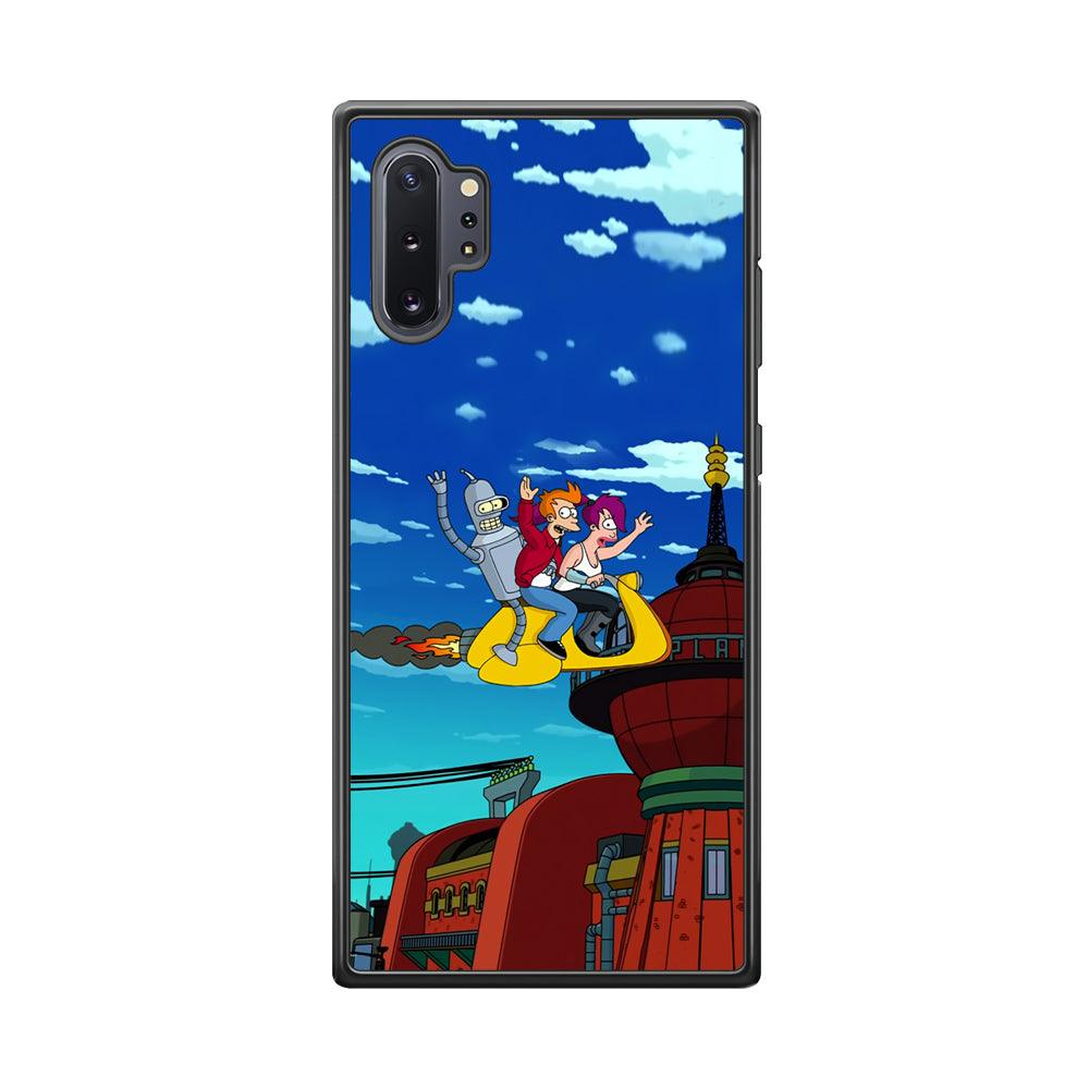Futurama Faster Together Samsung Galaxy Note 10 Plus Case-Rubber Black (2D Case)-Oxvistore