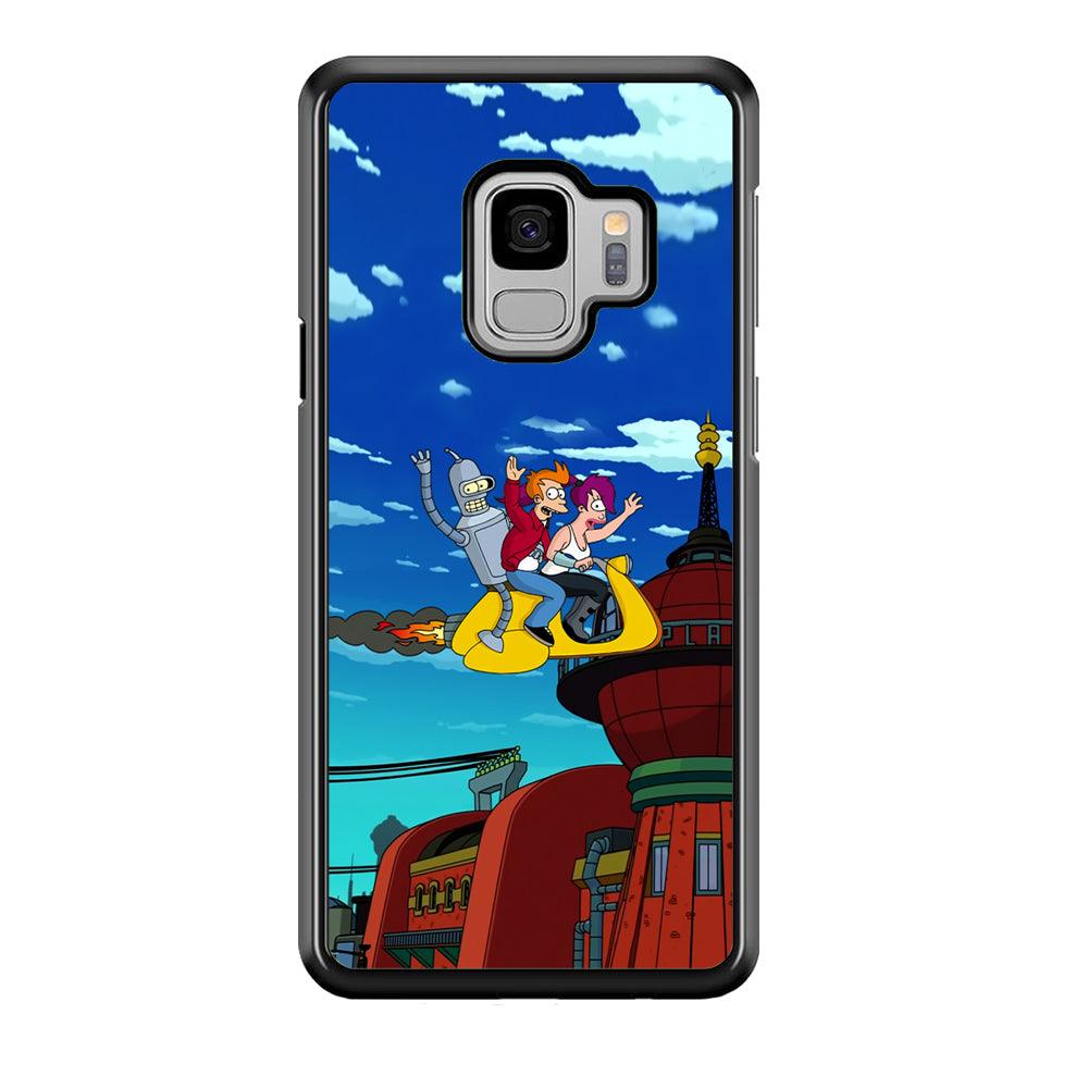 Futurama Faster Together Samsung Galaxy S9 Case-Rubber Black (2D Case)-Oxvistore