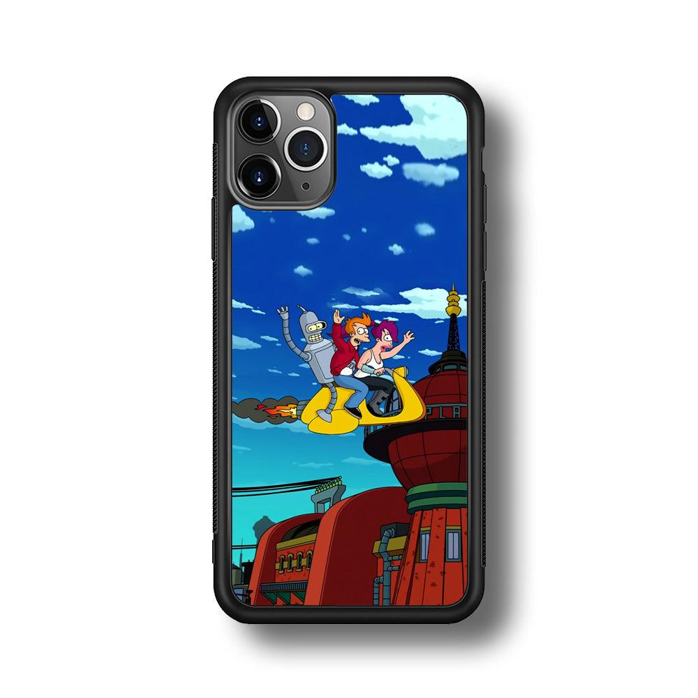 Futurama Faster Together iPhone 11 Pro Case-Rubber Black (2D Case)-Oxvistore