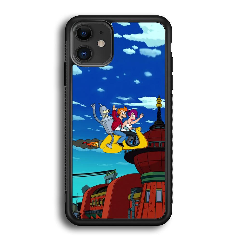 Futurama Faster Together iPhone 12 Case-Rubber Black (2D Case)-Oxvistore