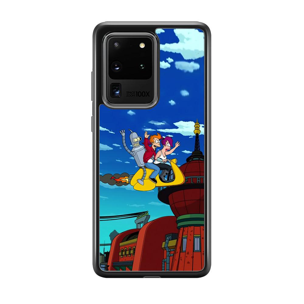 Futurama Faster Together Samsung Galaxy S20 Ultra Case-Rubber Black (2D Case)-Oxvistore