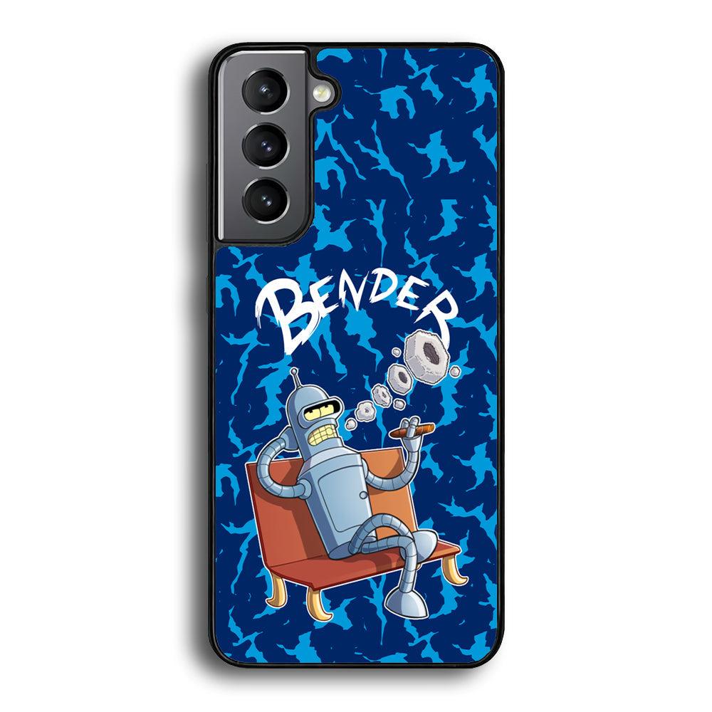 Futurama Relax Bender Samsung Galaxy S24 Case-Rubber Black (2D Case)-Oxvistore