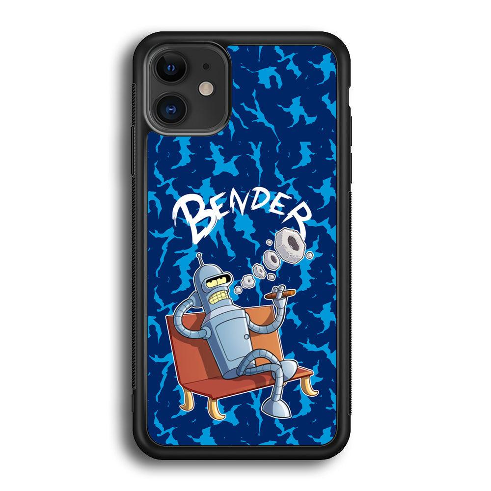 Futurama Relax Bender iPhone 12 Case-Rubber Black (2D Case)-Oxvistore