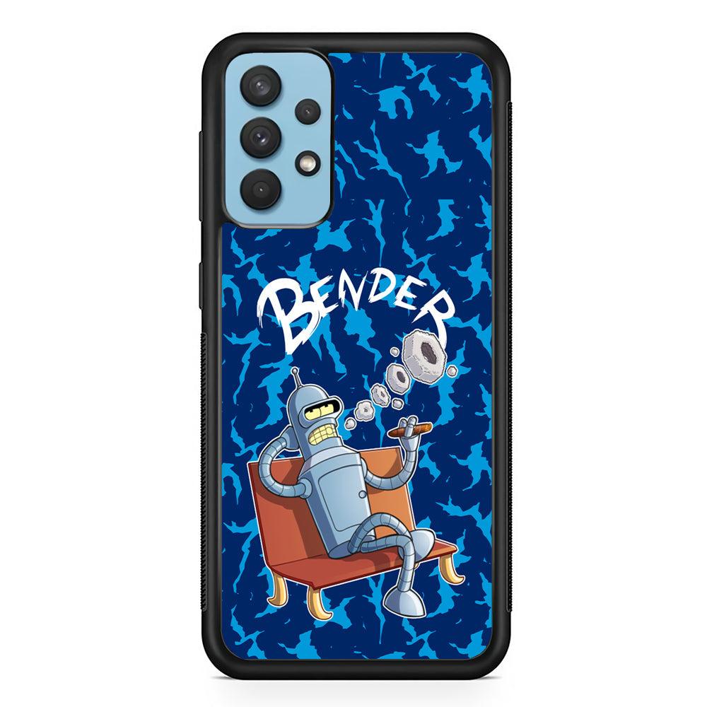 Futurama Relax Bender Samsung Galaxy A32 Case-Rubber Black (2D Case)-Oxvistore