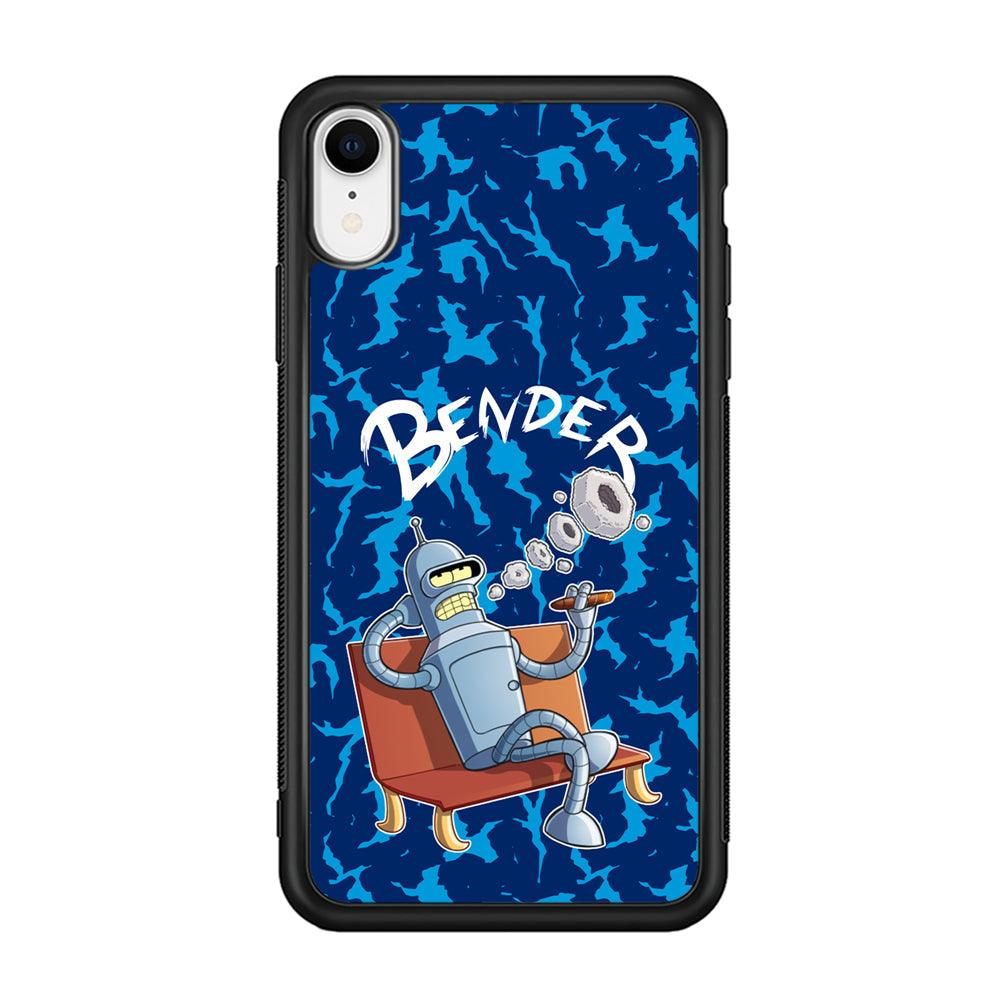 Futurama Relax Bender iPhone XR Case-Rubber Black (2D Case)-Oxvistore
