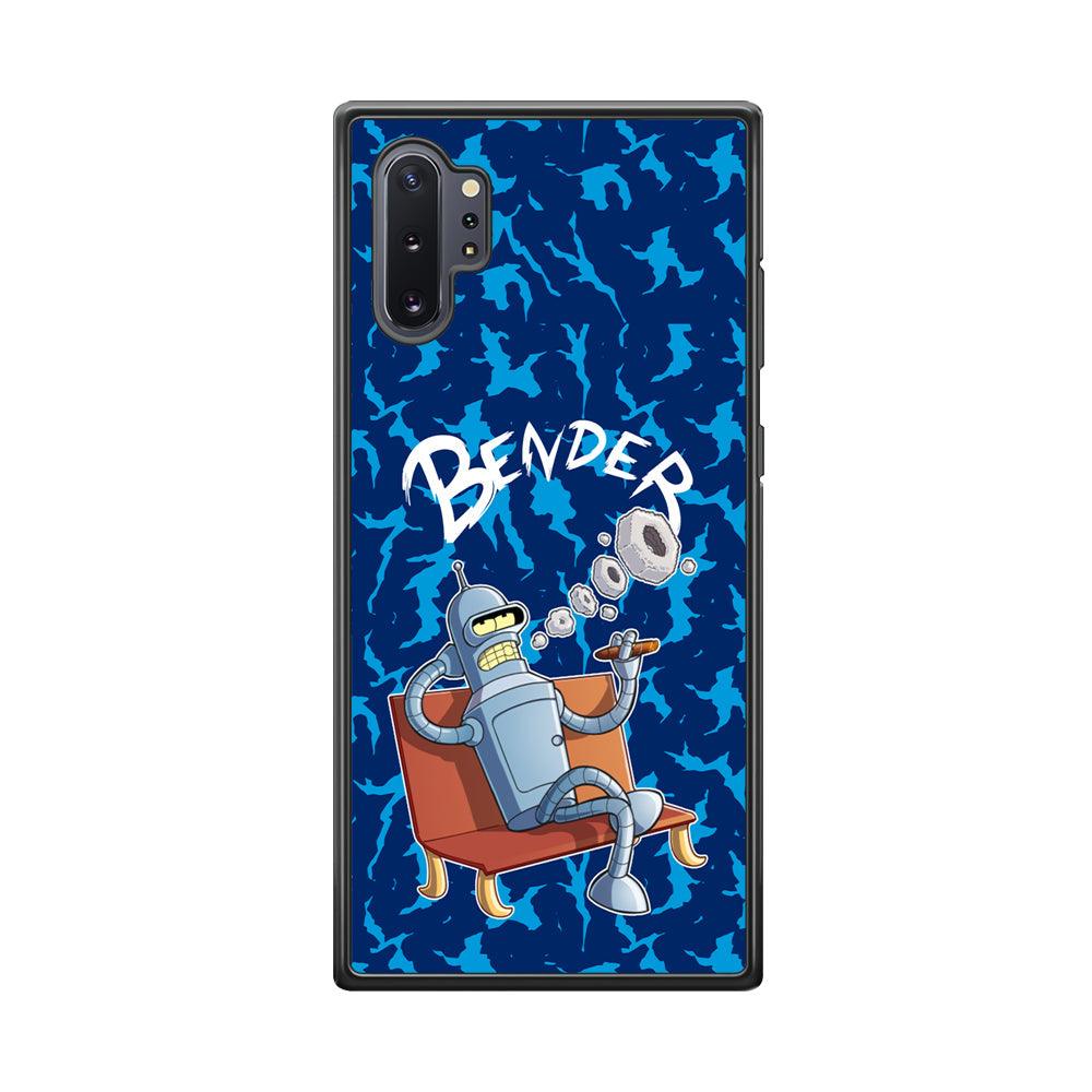 Futurama Relax Bender Samsung Galaxy Note 10 Plus Case-Rubber Black (2D Case)-Oxvistore