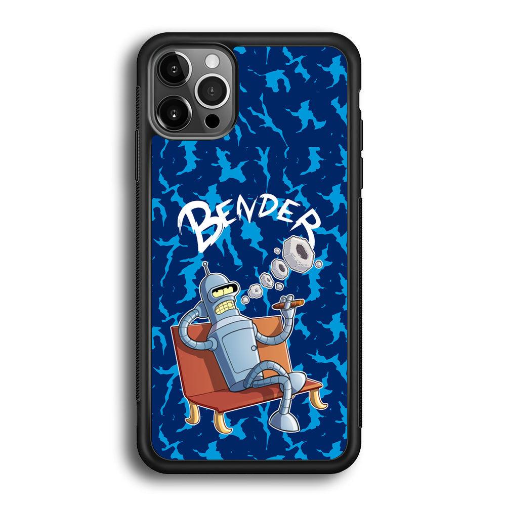 Futurama Relax Bender iPhone 12 Pro Case-Rubber Black (2D Case)-Oxvistore