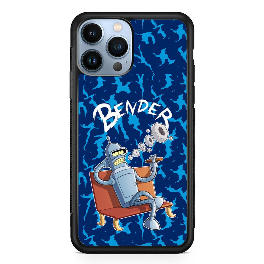 Futurama Relax Bender iPhone 14 Pro Max Case-Rubber Black (2D Case)-Oxvistore