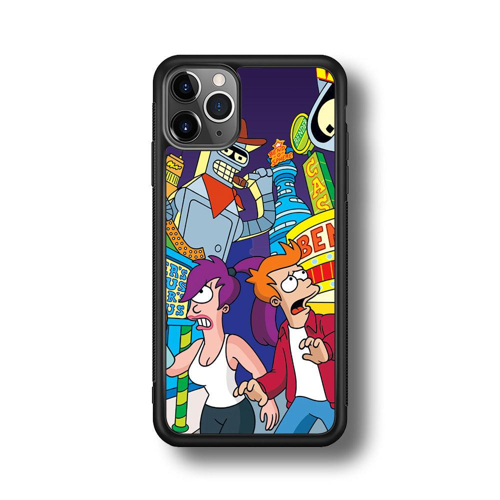Futurama Scene on Planet City iPhone 11 Pro Max Case-Rubber Black (2D Case)-Oxvistore