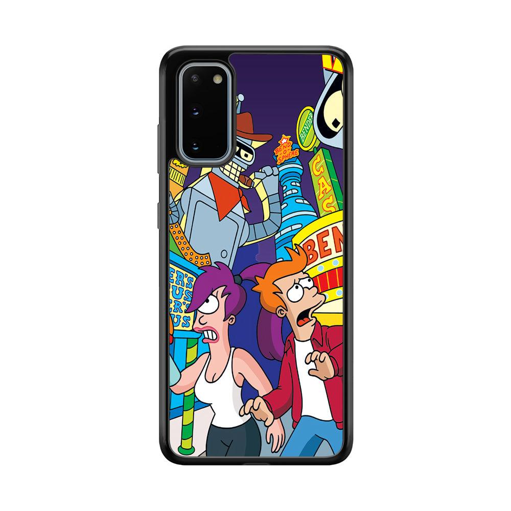 Futurama Scene on Planet City Samsung Galaxy S20 Case-Rubber Black (2D Case)-Oxvistore