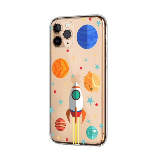 Galaxy with a Rocket to Space Clear Soft Case-Oxvistore