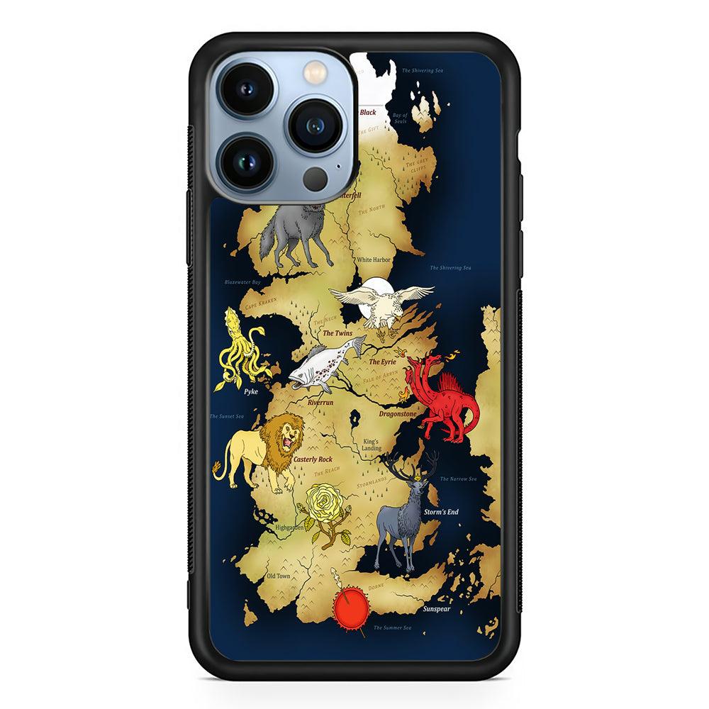 Game of Thrones Map of Westeros 2D Rubber Phone Case-Black-Oxvistore