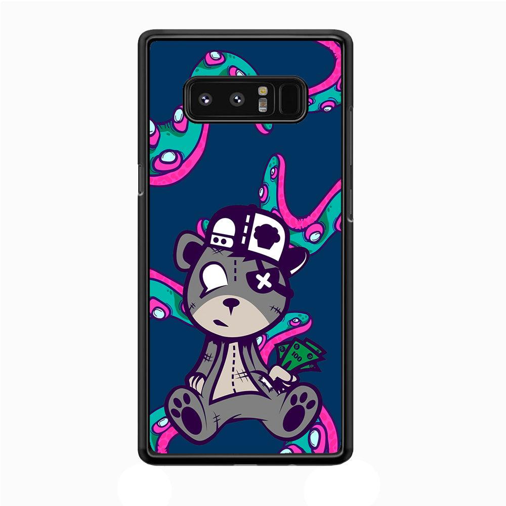 Gangsta Bear Need The Money Samsung Galaxy Note 8 Case-Rubber Black (2D Case)-Oxvistore