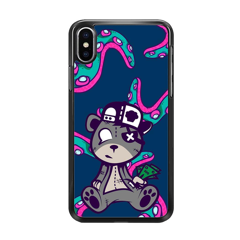 Gangsta Bear Need The Money iPhone X Case-Rubber Black (2D Case)-Oxvistore