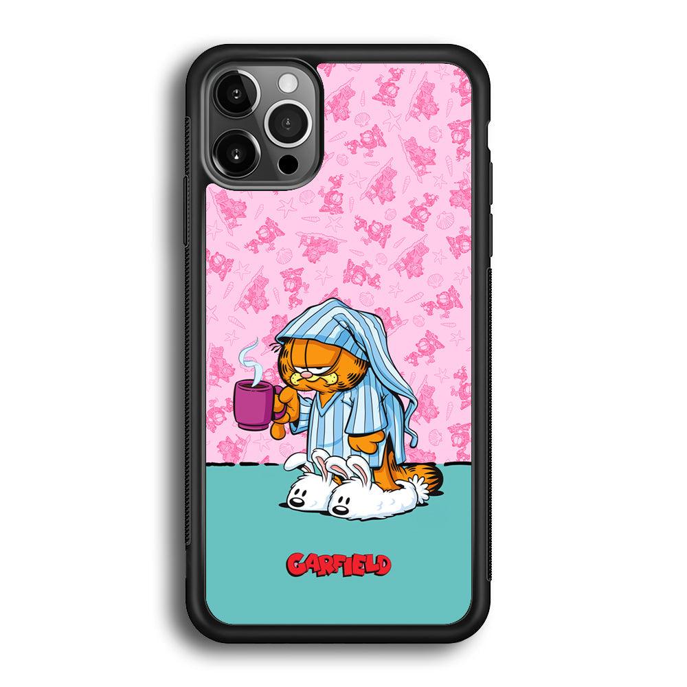 Garfield Bad Morning Vibes iPhone 12 Pro Case-Rubber Black (2D Case)-Oxvistore