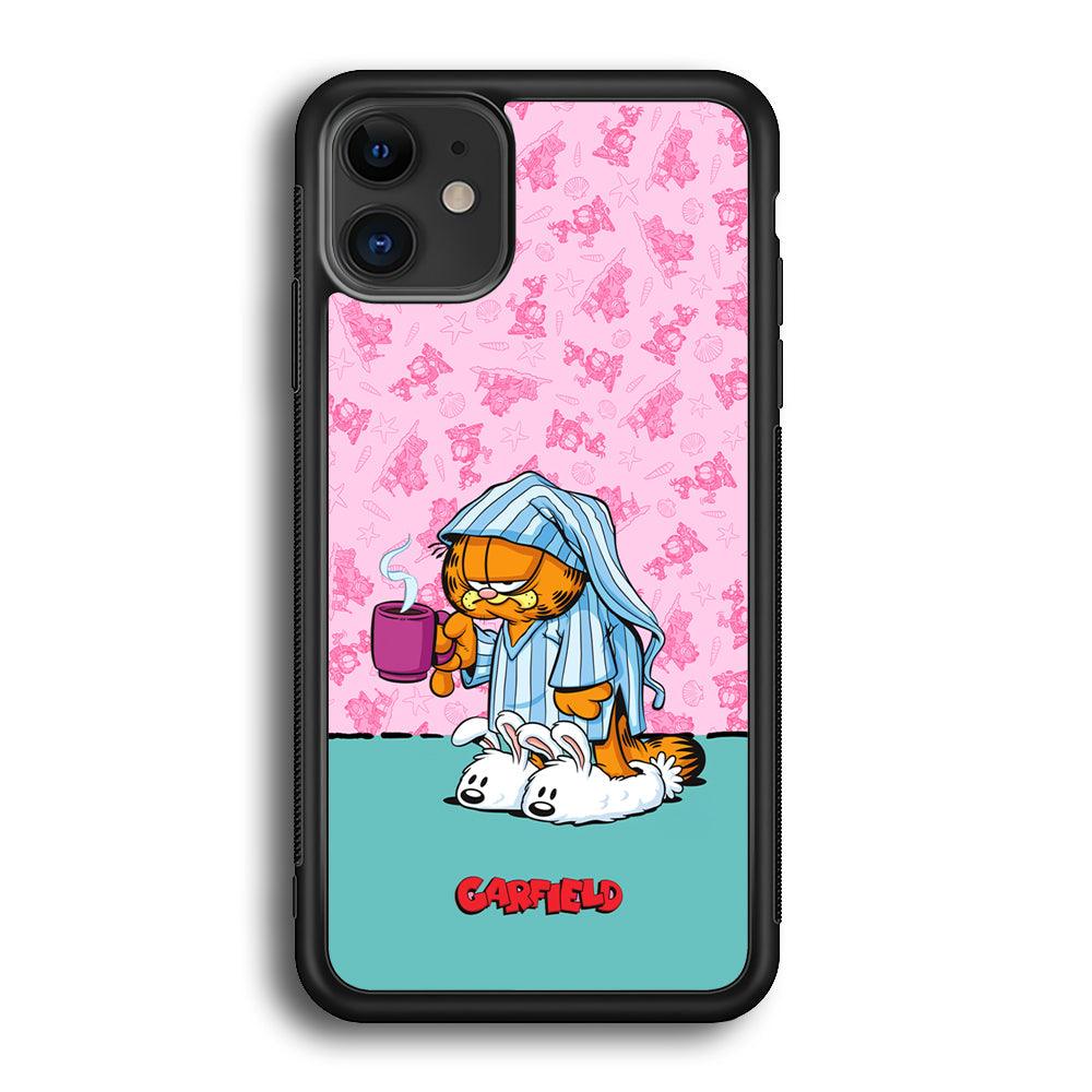 Garfield Bad Morning Vibes iPhone 12 Case-Rubber Black (2D Case)-Oxvistore