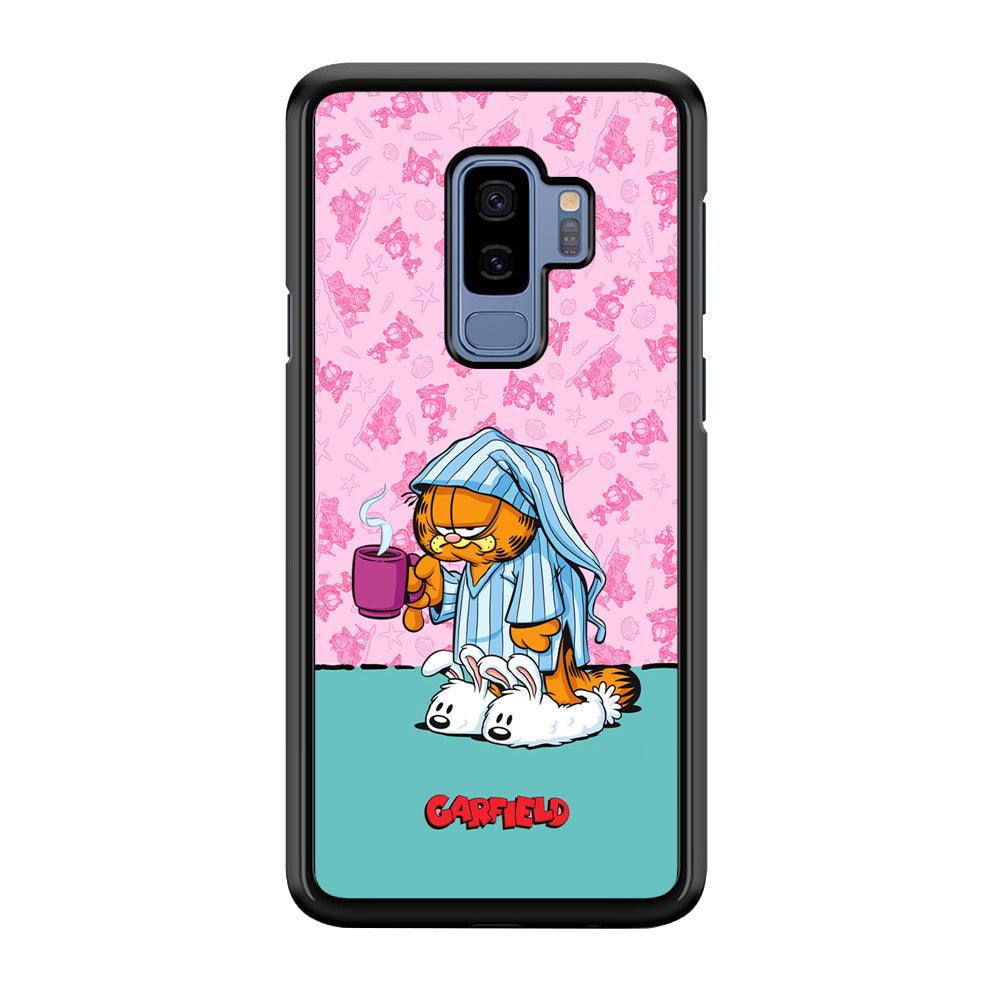 Garfield Bad Morning Vibes Samsung Galaxy S9 Plus Case-Rubber Black (2D Case)-Oxvistore