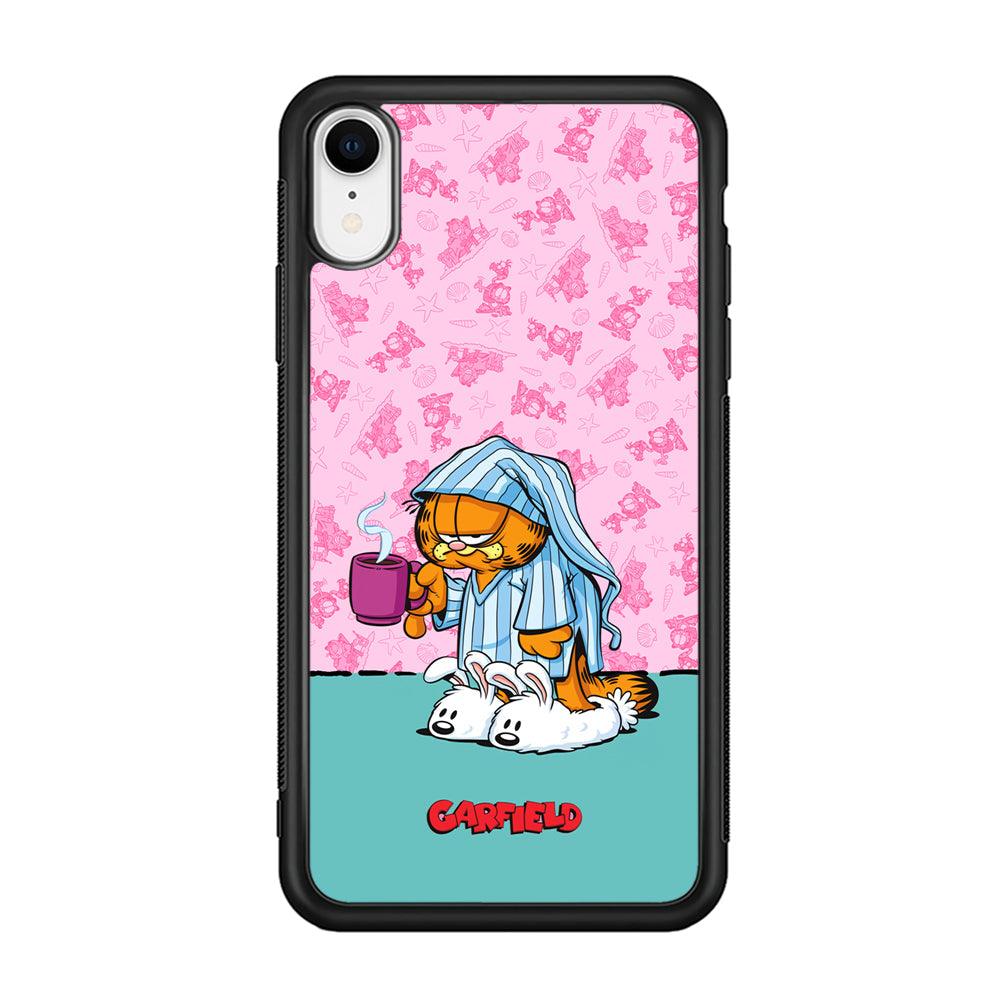 Garfield Bad Morning Vibes iPhone XR Case-Rubber Black (2D Case)-Oxvistore