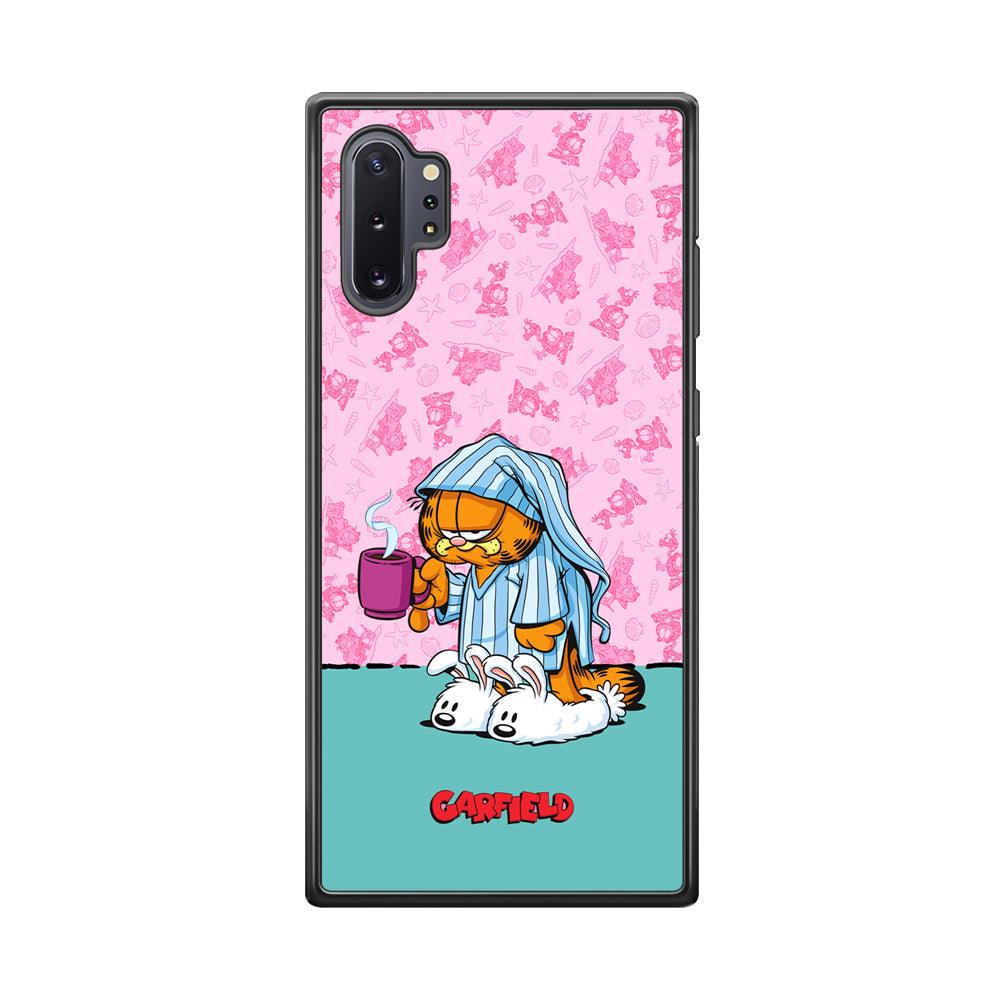 Garfield Bad Morning Vibes Samsung Galaxy Note 10 Plus Case-Rubber Black (2D Case)-Oxvistore