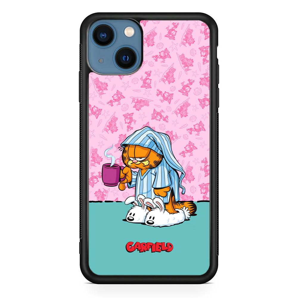 Garfield Bad Morning Vibes iPhone 13 Case-Rubber Black (2D Case)-Oxvistore
