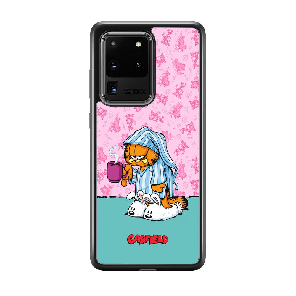 Garfield Bad Morning Vibes Samsung Galaxy S20 Ultra Case-Rubber Black (2D Case)-Oxvistore