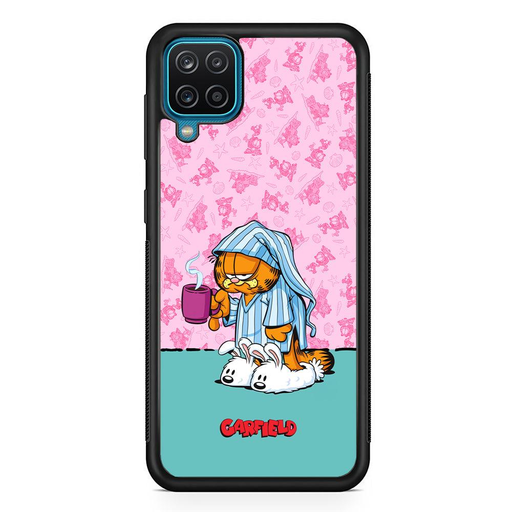 Garfield Bad Morning Vibes Samsung Galaxy A12 Case-Rubber Black (2D Case)-Oxvistore