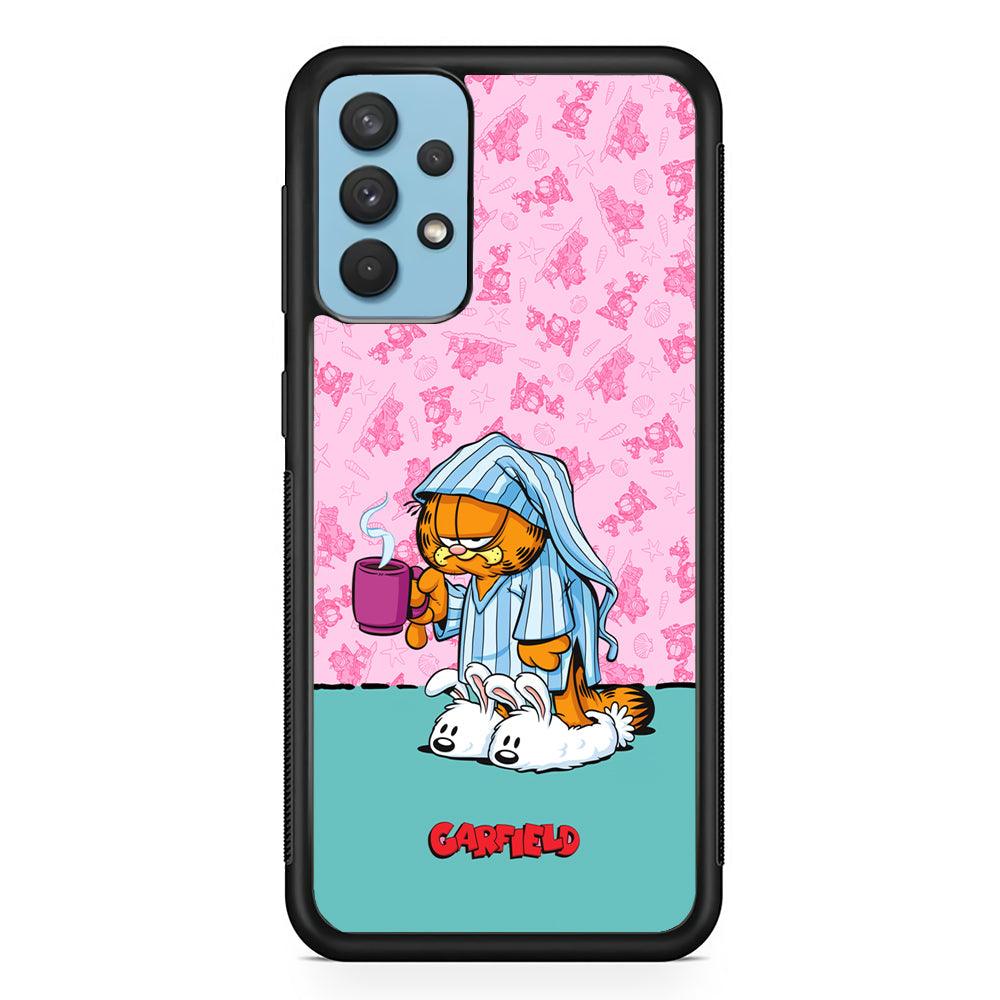 Garfield Bad Morning Vibes Samsung Galaxy A32 Case-Rubber Black (2D Case)-Oxvistore