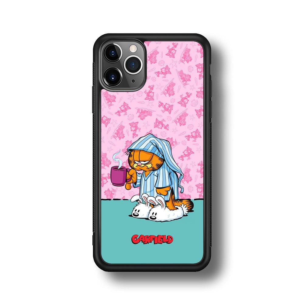 Garfield Bad Morning Vibes iPhone 11 Pro Max Case-Rubber Black (2D Case)-Oxvistore