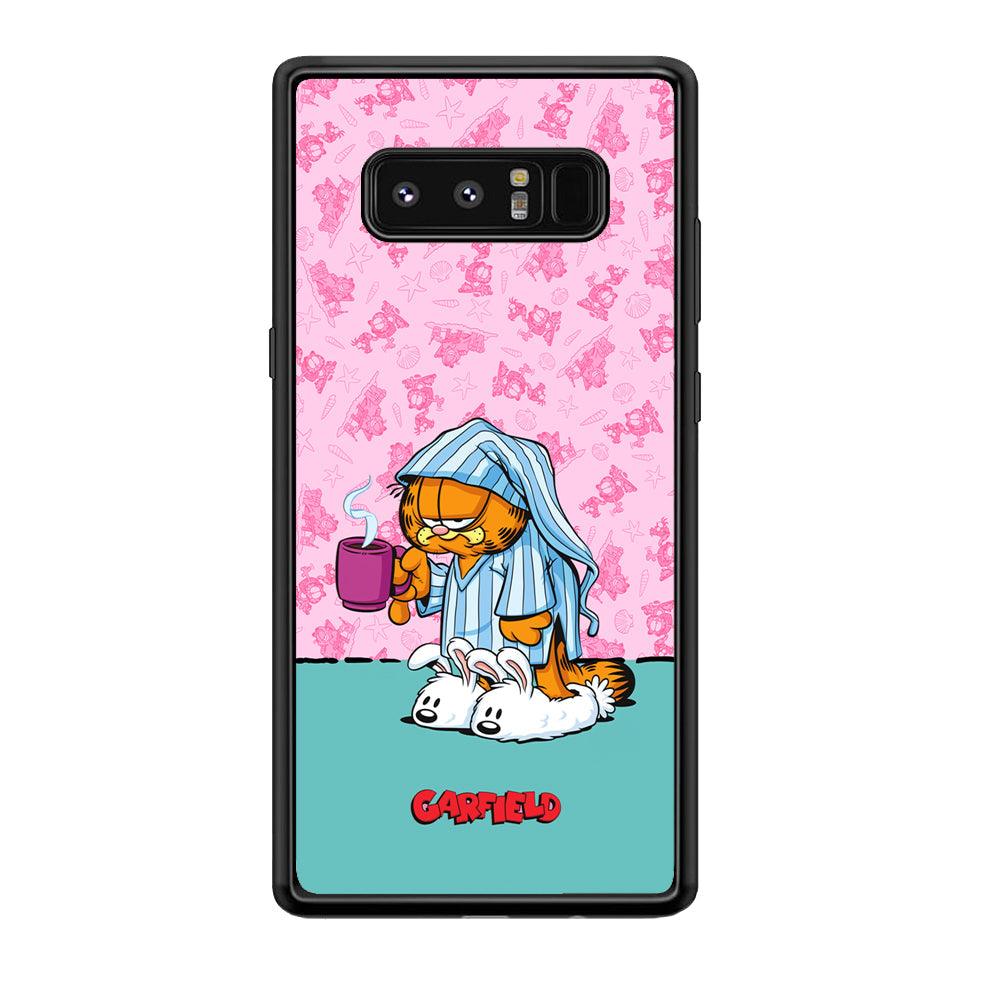 Garfield Bad Morning Vibes Samsung Galaxy Note 8 Case-Rubber Black (2D Case)-Oxvistore
