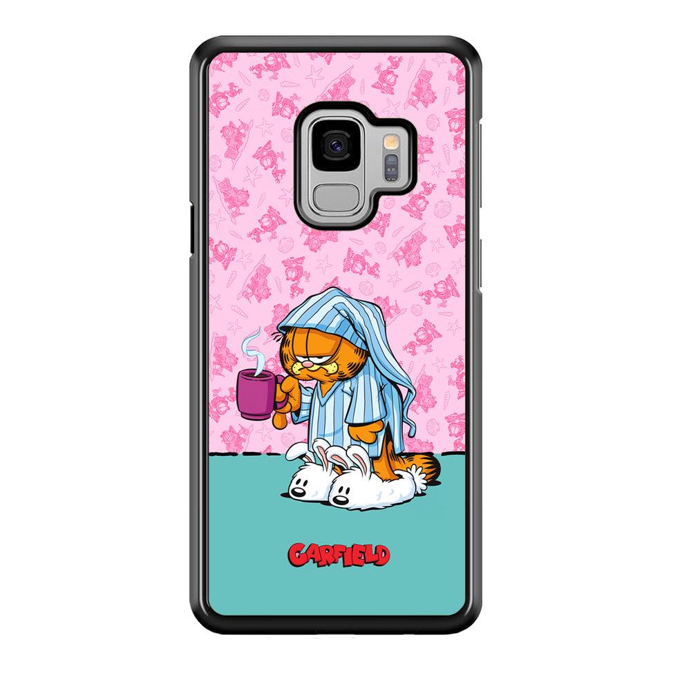 Garfield Bad Morning Vibes Samsung Galaxy S9 Case-Rubber Black (2D Case)-Oxvistore
