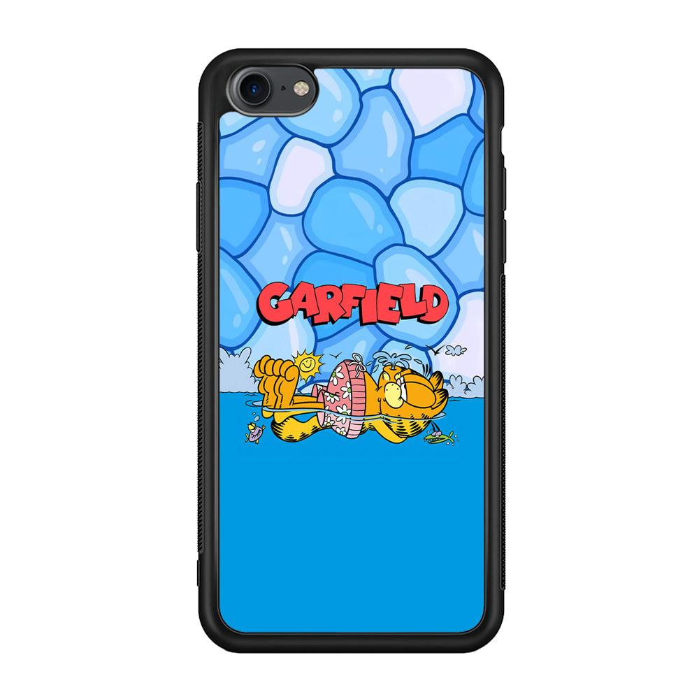 Garfield Swimming at Pool iPhone 8 Case-Rubber Black (2D Case)-Oxvistore