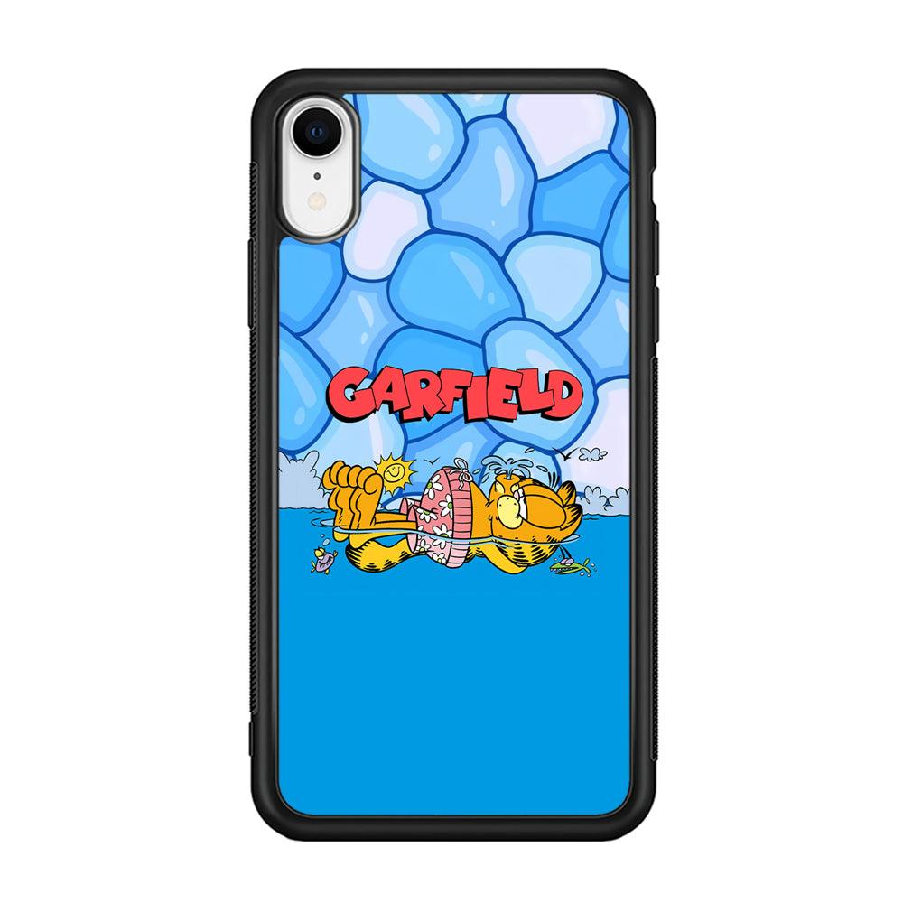 Garfield Swimming at Pool iPhone XR Case-Rubber Black (2D Case)-Oxvistore