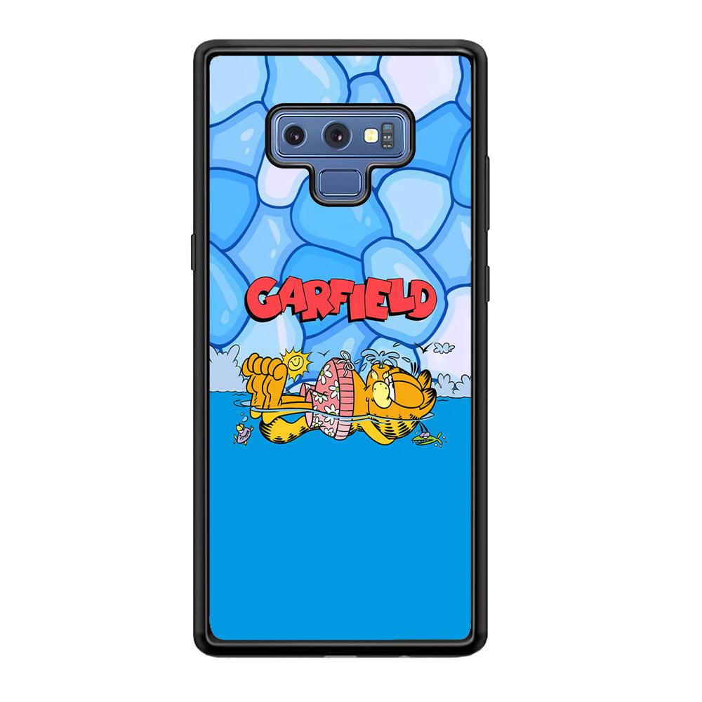 Garfield Swimming at Pool Samsung Galaxy Note 9 Case-Rubber Black (2D Case)-Oxvistore