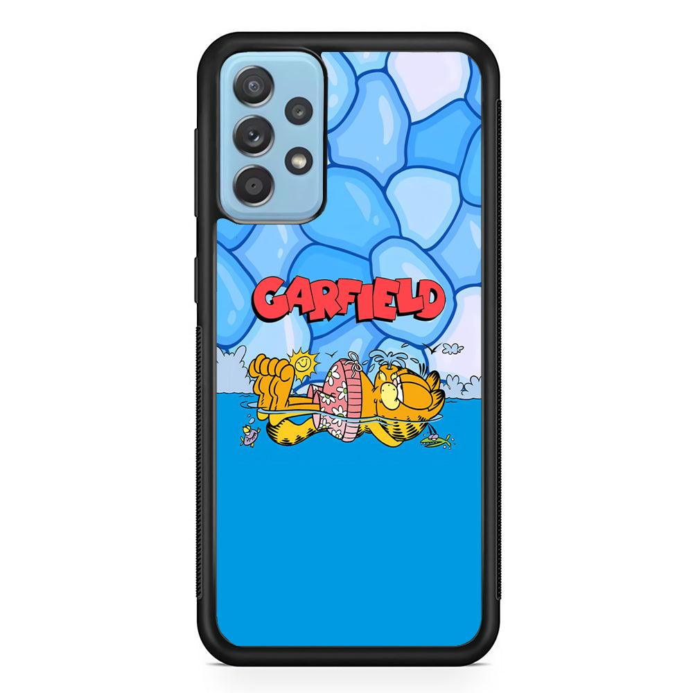 Garfield Swimming at Pool Samsung Galaxy A72 Case-Rubber Black (2D Case)-Oxvistore