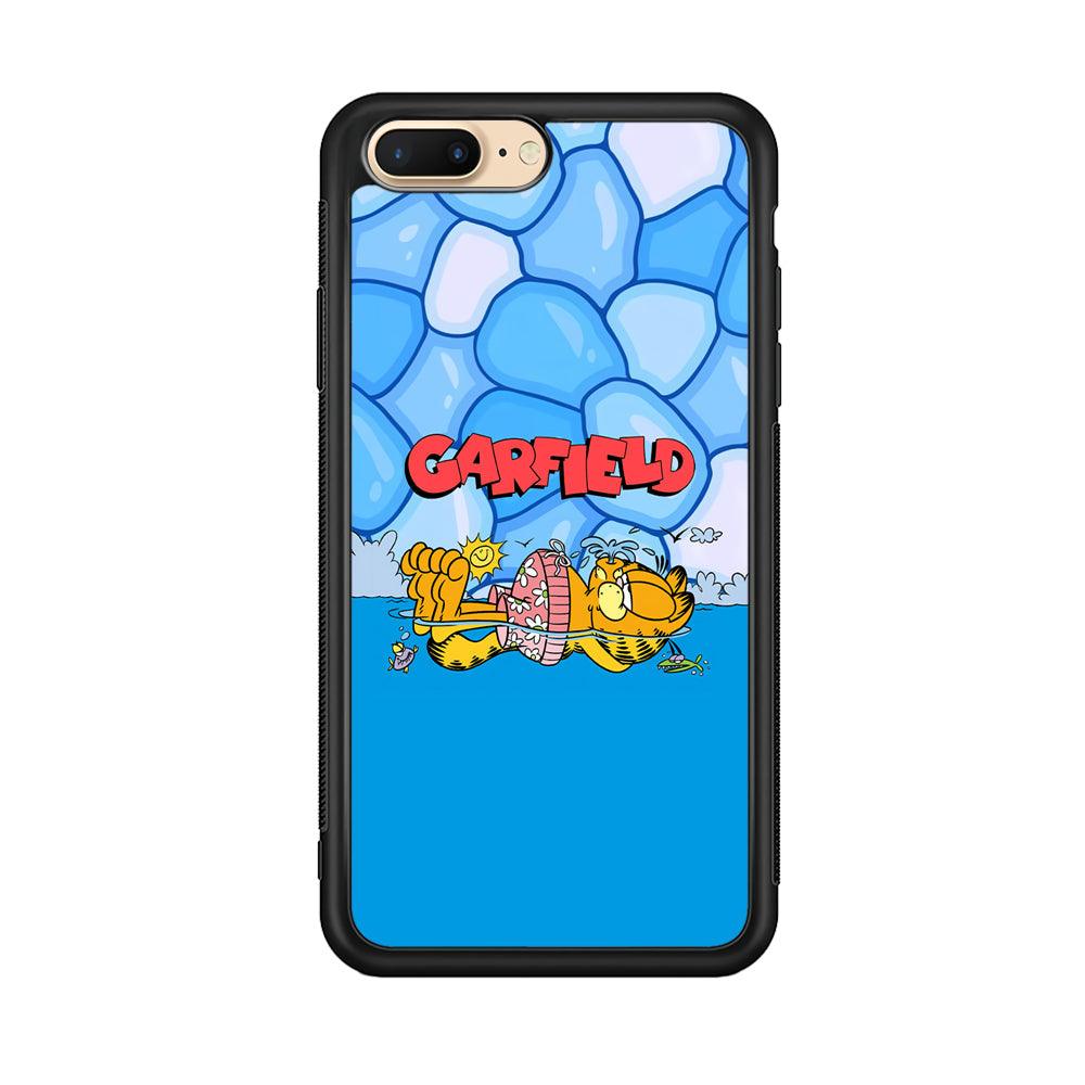 Garfield Swimming at Pool iPhone 8 Plus Case-Rubber Black (2D Case)-Oxvistore