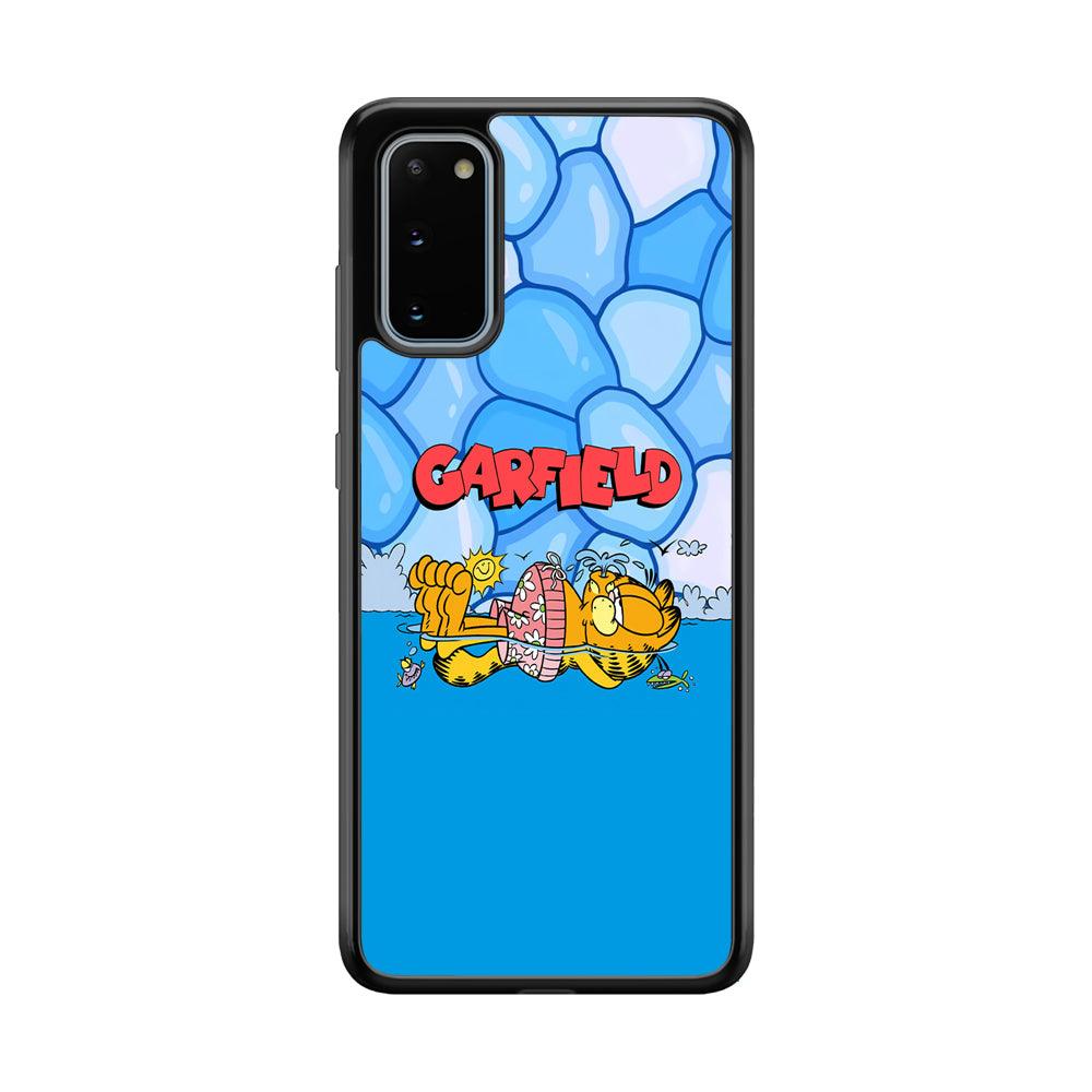 Garfield Swimming at Pool Samsung Galaxy S20 Case-Rubber Black (2D Case)-Oxvistore