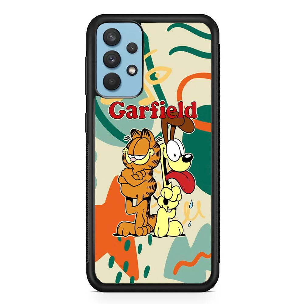 Garfield The Gentleman Mate Samsung Galaxy A32 Case-Rubber Black (2D Case)-Oxvistore